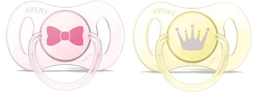 Силиконовая соска-пустышка мини Philips Avent для девочки 0-2 мес. 81520, 2 штуки — главный ракурс