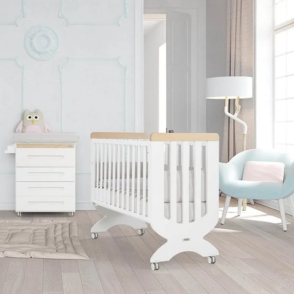 Комплект мебели Micuna Olimpia White: кровать 120x60 + комод, White кровать 120 x 60 + комод White-Natural — главный ракурс