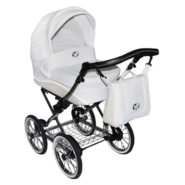 Детская коляска Nastella Luxe Eco 2 в 1, экокожа, шасси Black, Beige — главный ракурс