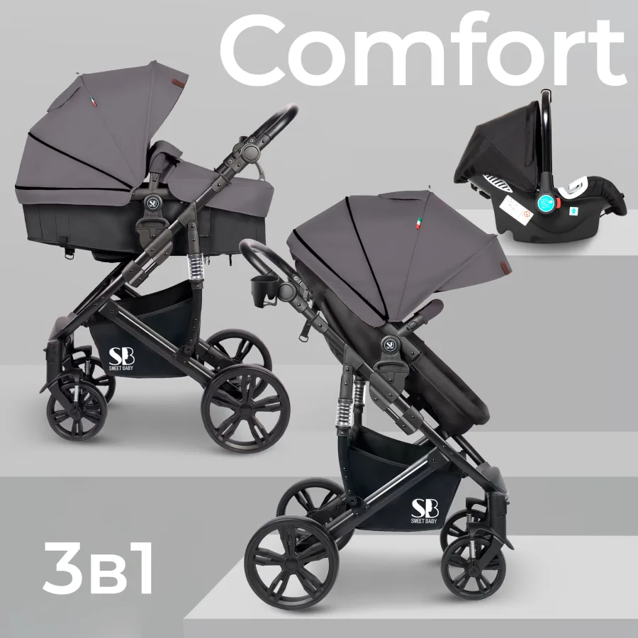 Детская коляска-трансформер Sweet Baby Comfort 3 в 1, Beige — главный ракурс