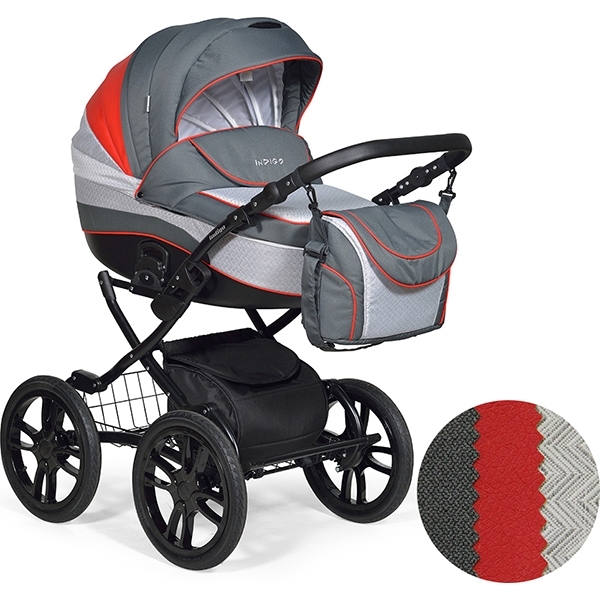 Детская коляска Indigo 18 Special Plus 14" 2 в 1, ткань + эко-кожа — фото 10