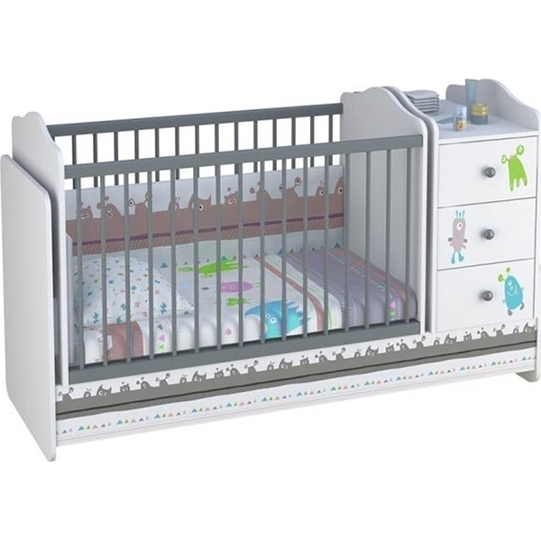 Детская кроватка-трансформер Polini Basic Монстрики с комодом — фото 7