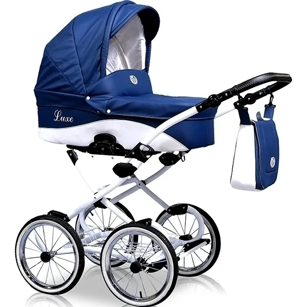 Детская коляска Nastella Luxe Prestige Eco 2 в 1, экокожа, 01 white — главный ракурс