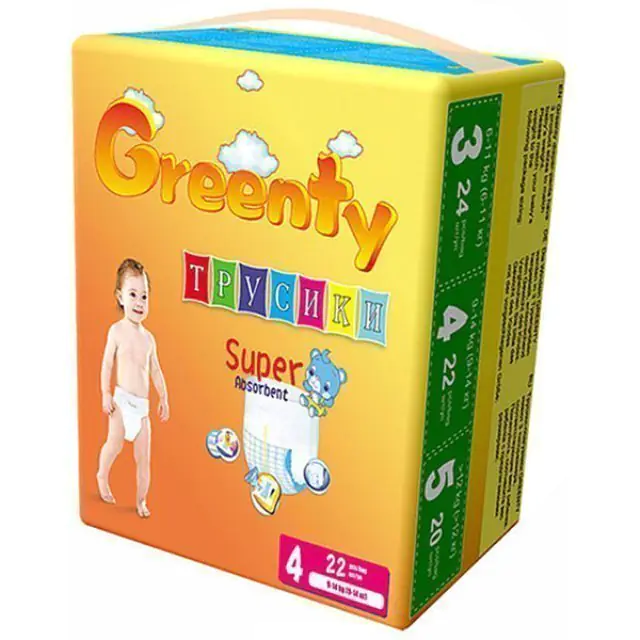 Одноразовые детские подгузники Greenty 4 Гринти 9-14 кг, 22 шт. — главный ракурс