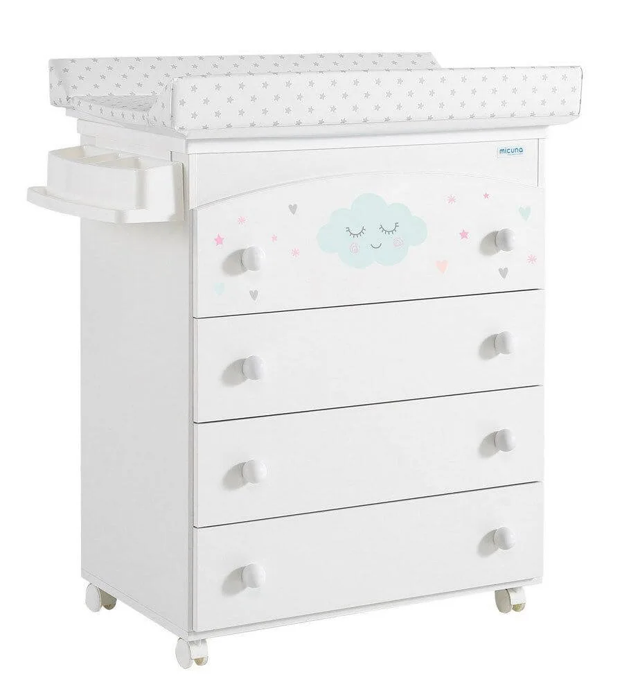 Детский пеленальный комод Micuna Lili B-970, White, матрасик grey stars — главный ракурс