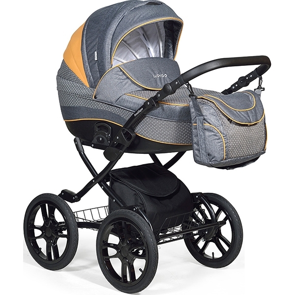 Детская коляска Indigo 18 Special Plus 14" 2 в 1, ткань + эко-кожа — фото 1