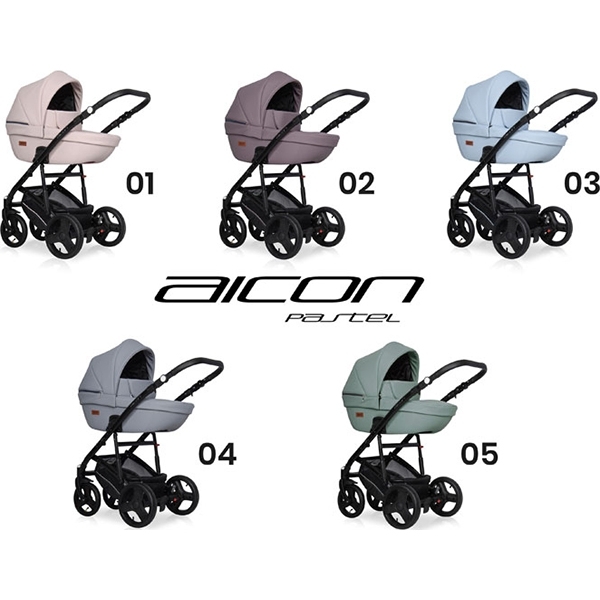 Детская коляска Riko Basic Aicon Pastel 3 в 1, эко-кожа — фото 2
