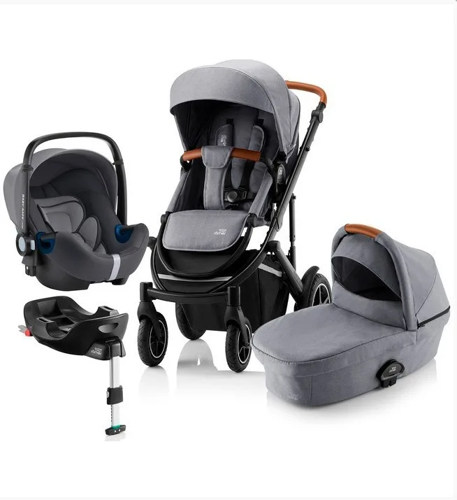 Детская коляска Plus Britax Roemer III Smile BS3 i-Sense с базой Flex Base i-Sense 3 в 1, Pure Beige/Space Black — главный ракурс
