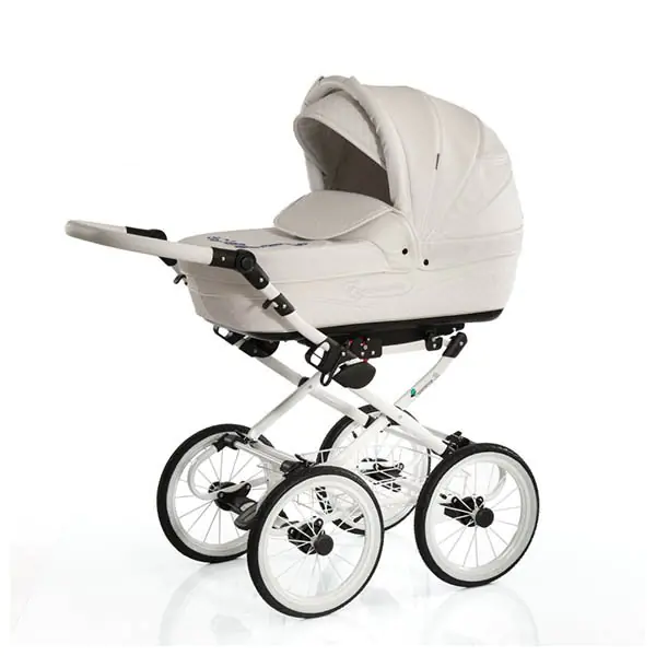 Детская коляска Esperanza Classic Leatherette 2 в 1 кожа Цвет рамы - Белая поворотная рама — главный ракурс