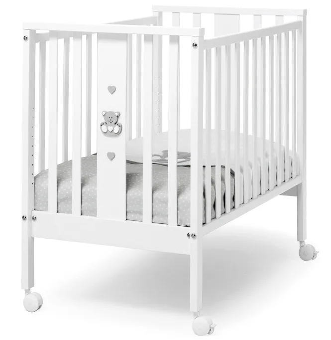 Детская кроватка Erbesi Mini Charly, ящик, Белый/серый — главный ракурс