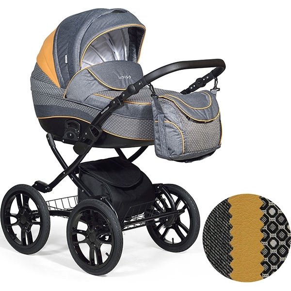 Детская коляска Indigo 18 Special Plus 14" 2 в 1, ткань + эко-кожа — фото 11