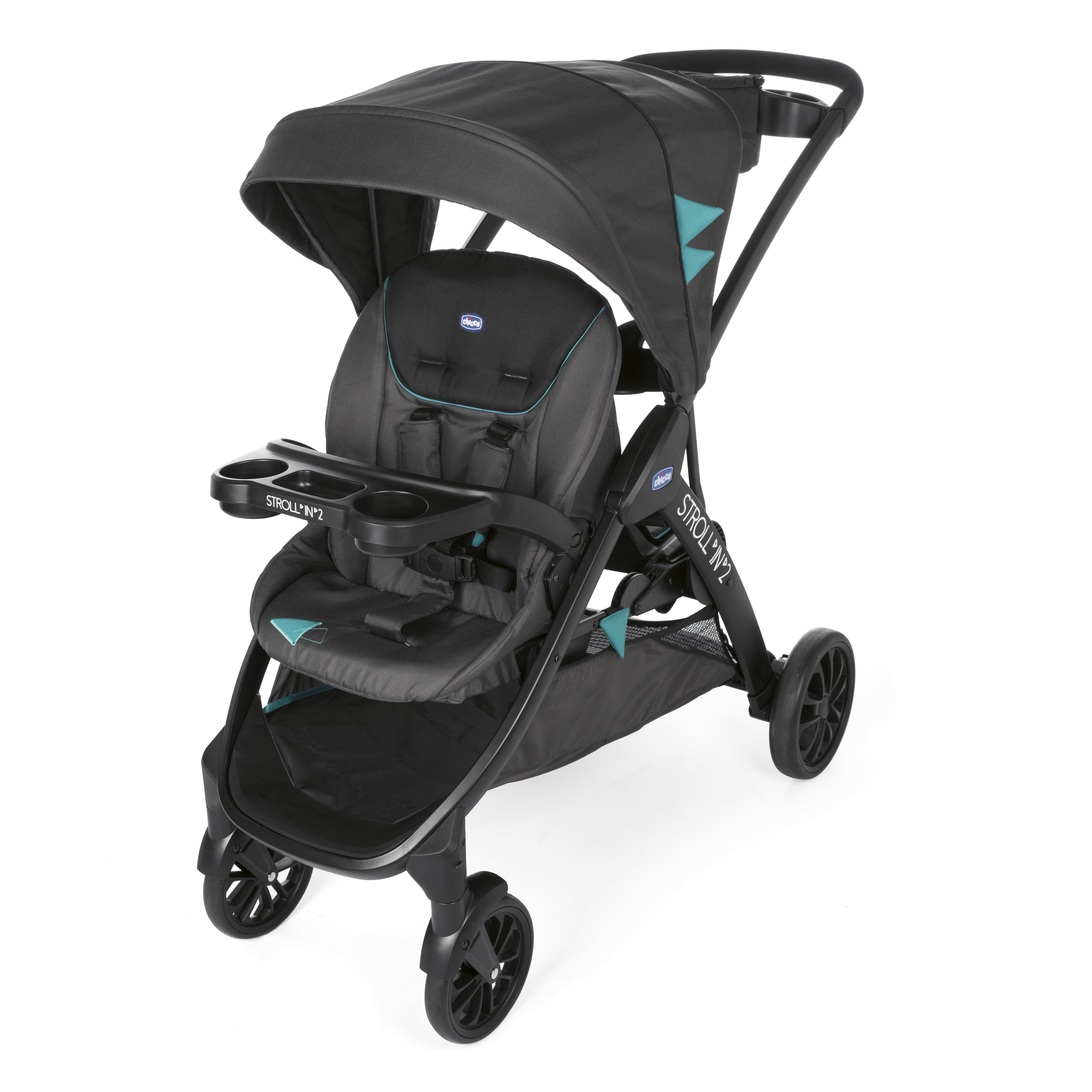 Детская прогулочная коляска для двойни Chicco Stroll'In'2, Lava — главный ракурс