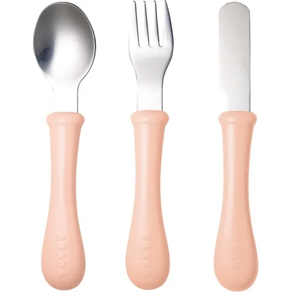 Набор детской посуды: ложка, вилка, нож Beaba Set of 3 Cutlery Inox — фото 3