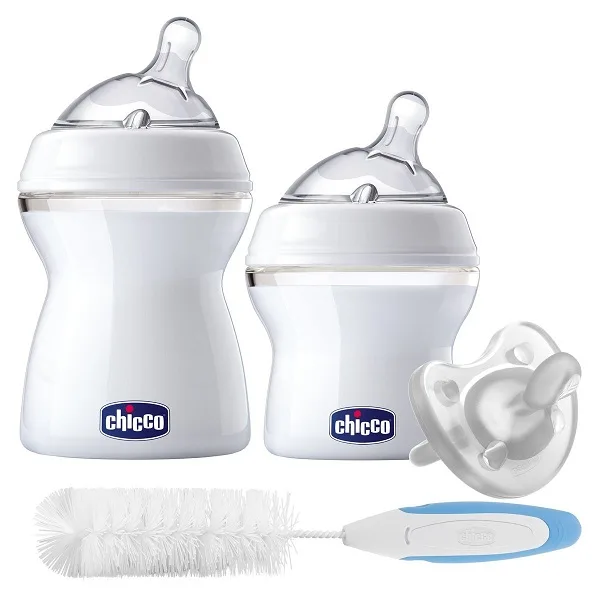 Набор бутылочек Chicco Natural Feeling (1x150 мл,1x250 мл, пустышка, ёршик) арт. 310206013 — главный ракурс