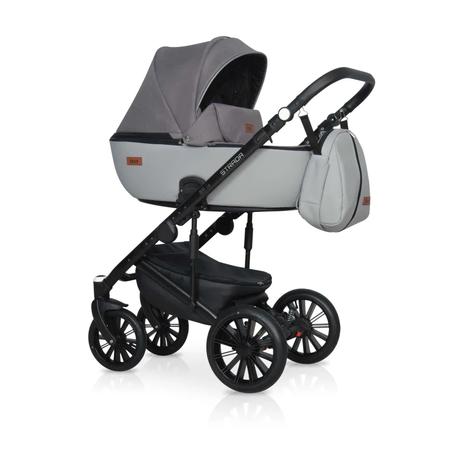 Детская коляска Ray Strada 3 в 1, 10 графитовый-серая кожа 50% кожа — главный ракурс