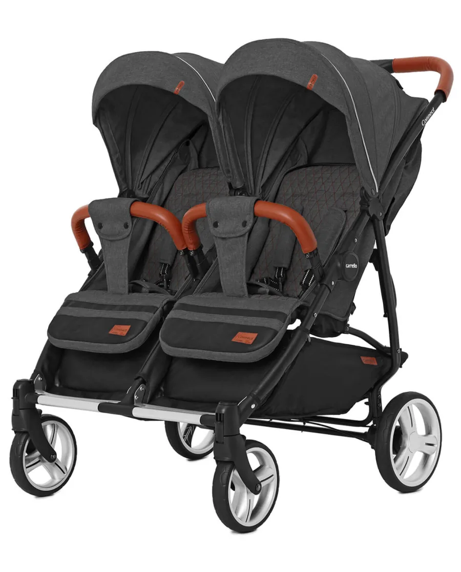 Детская прогулочная коляска для двойни Carrello Connect CRL-5502/1 с переноской, Cotton Beige — главный ракурс