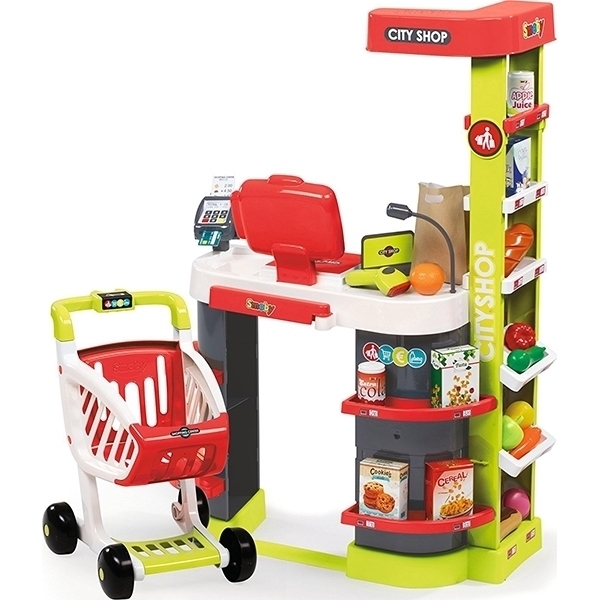 Супермаркет игровой Smoby City Shop 350211 со светом и звуком, 27 аксессуаров — фото 1