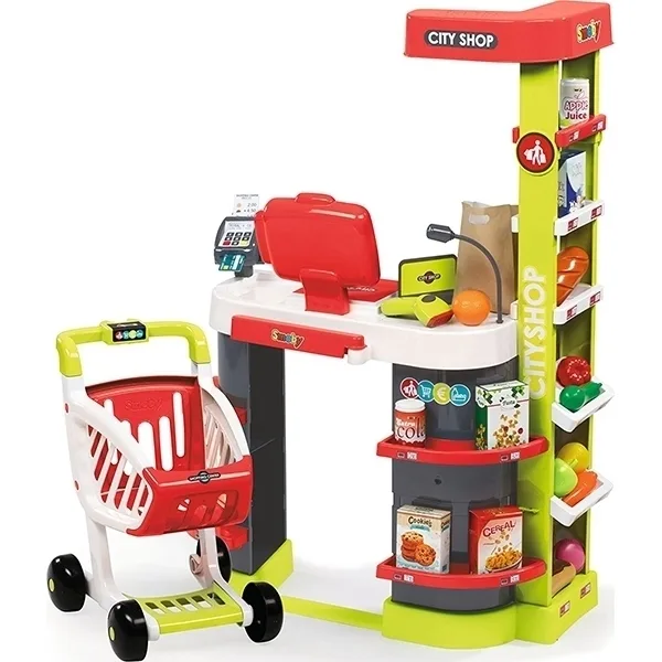 Супермаркет игровой Smoby City Shop 350211 со светом и звуком, 27 аксессуаров — главный ракурс