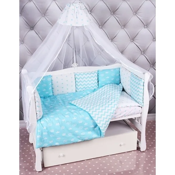 Комплект в кроватку AmaroBaby Royal Baby, 4 предмета, бязь, Бирюзовый — главный ракурс