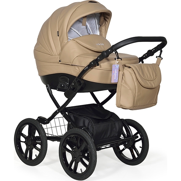 Детская коляска Indigo 18 Special Plus 14" 2 в 1, ткань + эко-кожа — фото 21