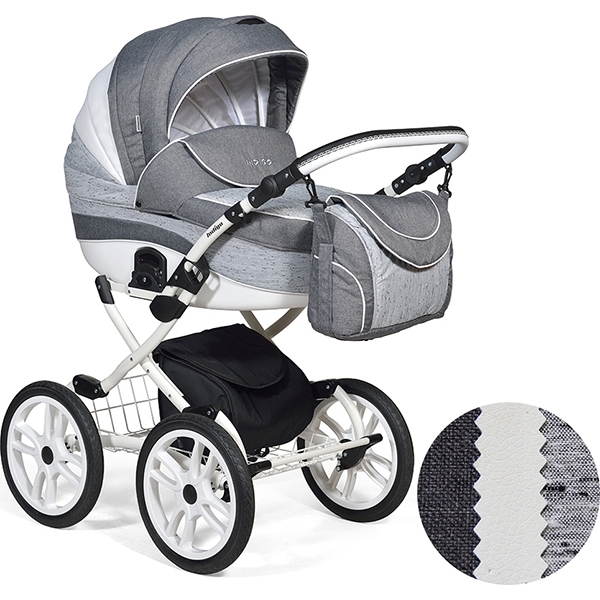 Детская коляска Indigo 18 Special Plus 14" 2 в 1, ткань + эко-кожа — фото 14