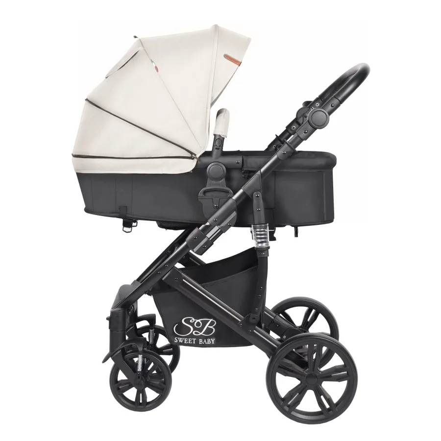 Детская коляска-трансформер Sweet Baby Comfort 2 в 1 на черной раме, Beige — главный ракурс