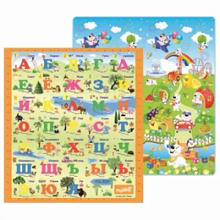 Развивающий коврик Mambobaby &amp;quot;Русский алфавит+Фруктовый парк&amp;quot; (Двухсторонний)