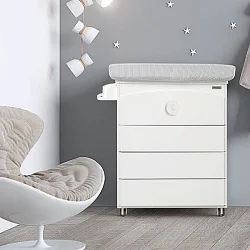 Пеленальный комод Micuna White Moon с ванночкой, с кристаллами Swarovski