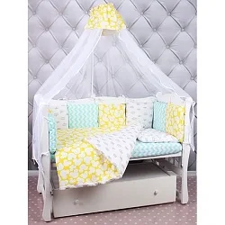 Универсальный комплект постели в кроватку AmaroBaby Happy Baby, 19 предметов