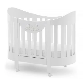 Детская кроватка Happy Family Oval с матрасом и комплектом белья из 4 предметов