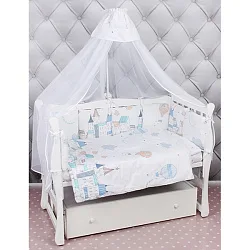 Комплект Premium в кроватку AmaroBaby Фантазия, 18 предметов (6+12 бортиков), сатин