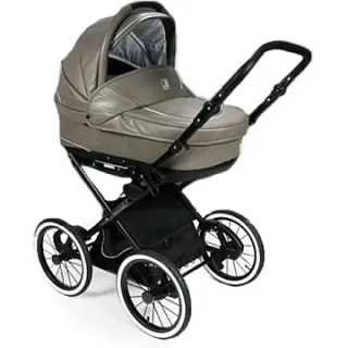 Детская коляска Jedo Memo Bartatina Elegance Alu Plus EX 2 в 1, экокожа, амортизация на ремнях, черное шасси