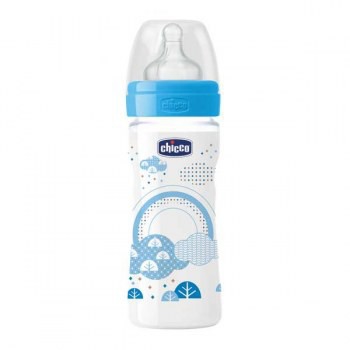 Бутылочка Chicco Well-Being Boy / Girl Чико Велл-Биинг Бой / Герл 330 мл, 4 мес.+, сил. соска, РР - Фото