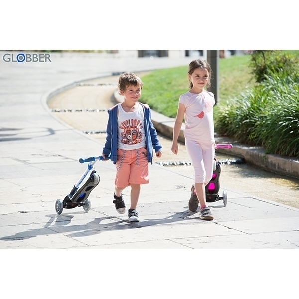 Трехколесный самокат Globber Elite FL My Free Fold Up 449 со светящимися колесами и платформой фото 31