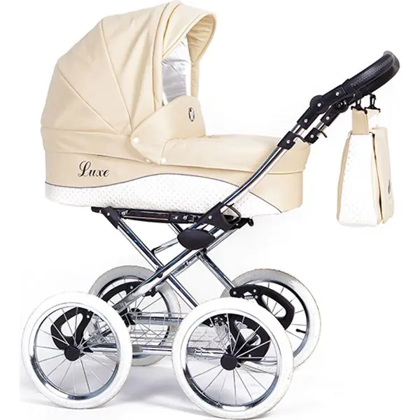 Детская коляска Nastella Luxe Eco 2 в 1, эко-кожа, шасси White фото 1