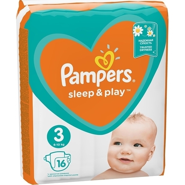 Детские подгузники Pampers Sleep&Play 3, 6-10 кг, 16 штук фото 1