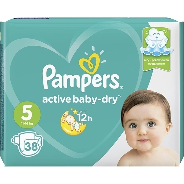Детские подгузники Pampers Active Baby-Dry 5, 11-16 кг, 38 штук фото 1