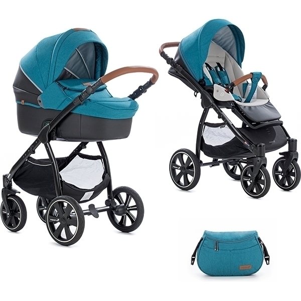 Детская коляска Noordi Fjordi Sport Leather Melange 2 в 1, ткань+эко-кожа - Фото