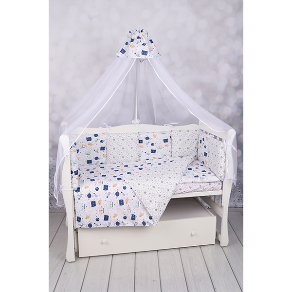 Комплект постели WB Premium в кроватку AmaroBaby Космос, 15 предметов, бязь фото 1