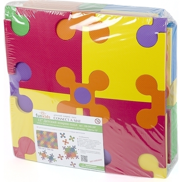 Игровой коврик-пазл Funkids 12" Цветы-12 KB-049-30FL-NT, 30 квадратов + коннекторы фото 4