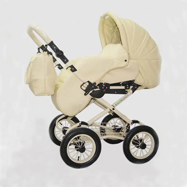 Детская коляска Esperanza Classic Leatherette 2 в 1 кожа Цвет рамы - Бежевый Маленькие колеса фото 2