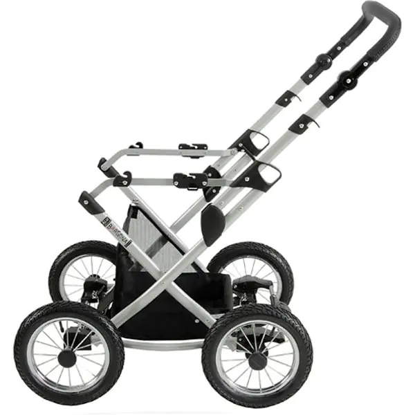 Детская коляска Jedo Classic Bartatina Alu Plus EX 2 в 1, эко-кожа, амортизация на ремнях, серебряное шасси фото 1