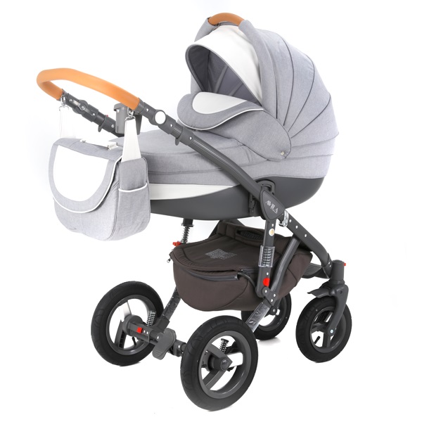 Детская коляска Adamex Avila Pretty 3 в 1, ткань+эко-кожа - Фото