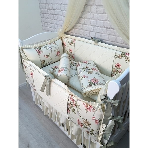 Комплект постели в кроватку Marele Цветы 460033, 11 предметов фото 3