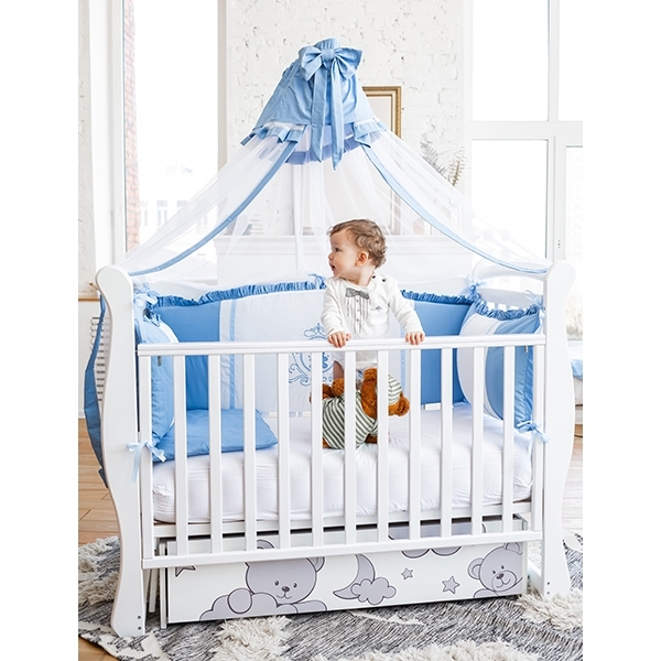Комплект постели Premium в кроватку AmaroBaby Sweet Dreams, 7 предметов, сатин фото 4