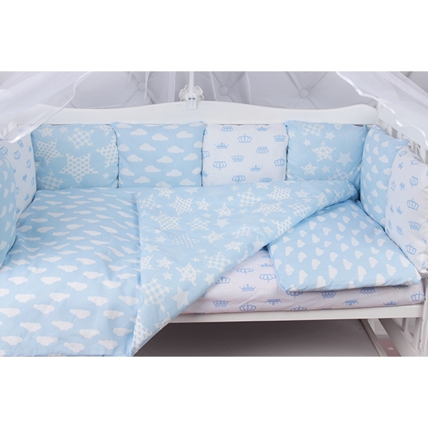 Комплект Premium в кроватку AmaroBaby Воздушный, 19 предметов (7+12 бортиков), бязь фото 4