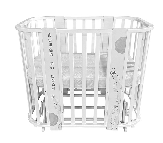 Детская кроватка Кедр Alina 5 в 1, колесо/поперечный маятник - Фото