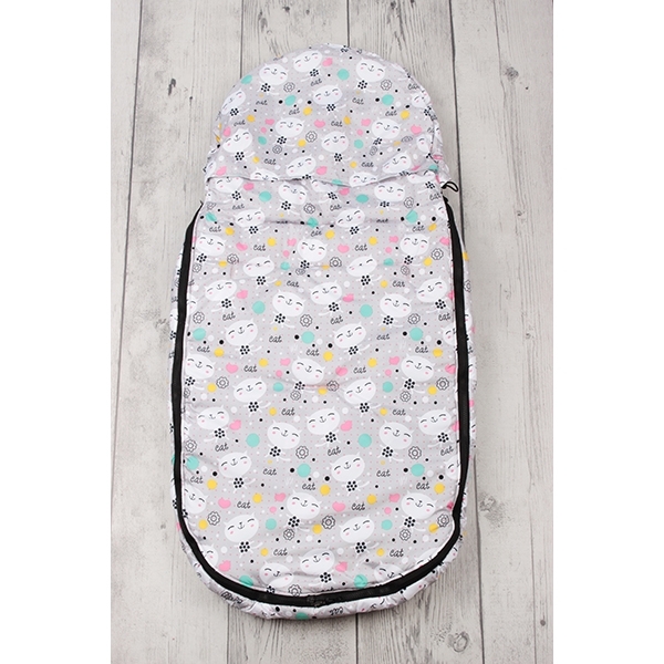 Универсальный меховой конверт AmaroBaby Little Traveller Котики 145х45 см фото 2