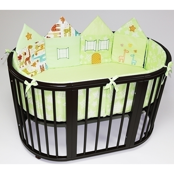 Универсальный комплект в кроватку Классика Домики Evobaby 7 в 1, 7 предметов — как выглядит в жизни