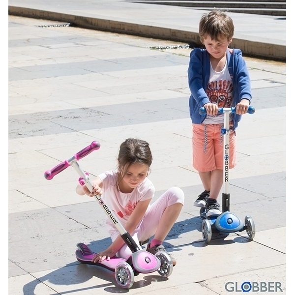 Трехколесный самокат Globber Elite FL My Free Fold Up 449 со светящимися колесами и платформой фото 33